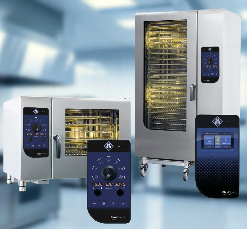 MKN FlexiCombi® Kombidämpfer Geräte als Banner für professionelle Gastronomieküchen.